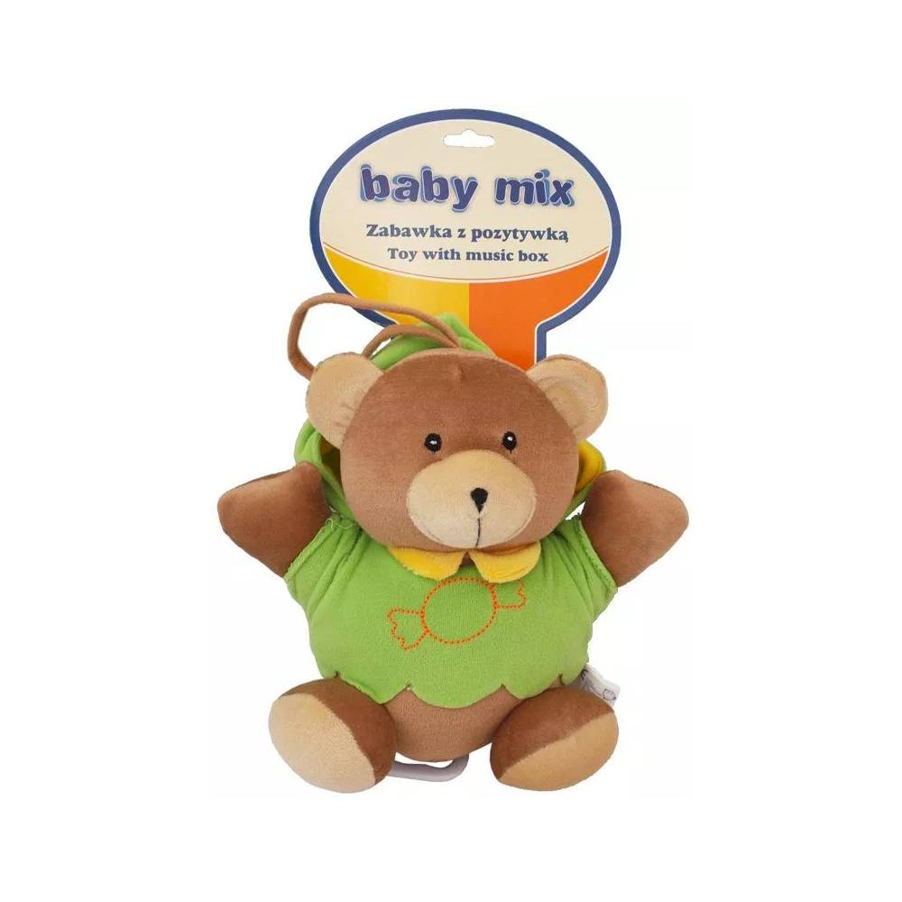 BABY MIX TK/P/1034-0700 Meškiukas žalia striuke 46552 pliušinė muzikinė dėžutė