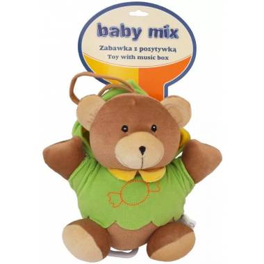 BABY MIX TK/P/1034-0700 Meškiukas žalia striuke 46552 pliušinė muzikinė dėžutė