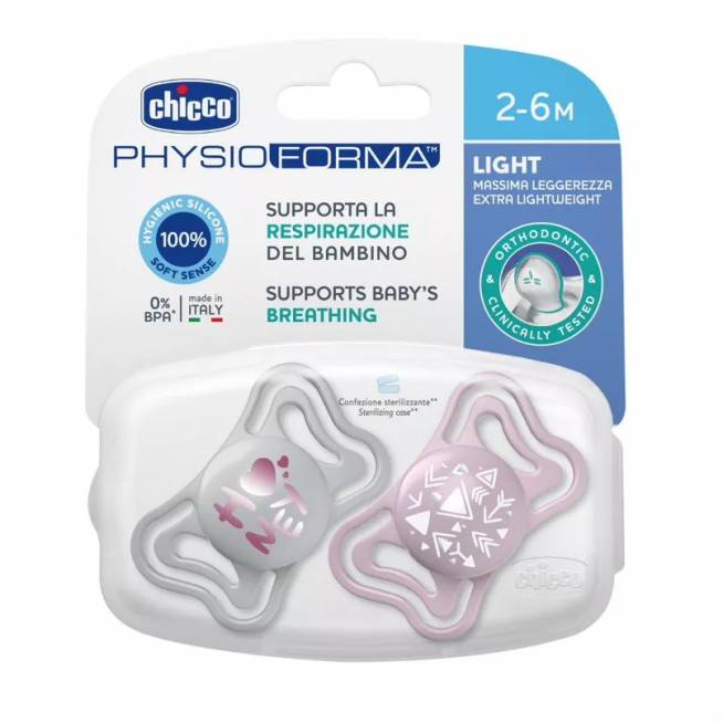 CHICCO 00071037110000 PHYSIO LIGHT manekenas 2-6M sil 2 vnt. rožinės spalvos