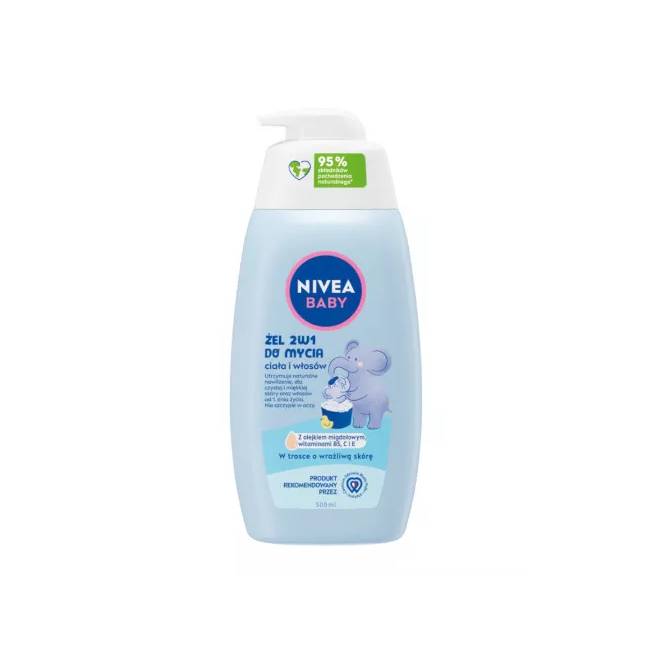 NIVEA BABY 80512 2-in-1 kūno ir plaukų plovimo gelis su dozatoriumi 500 ml