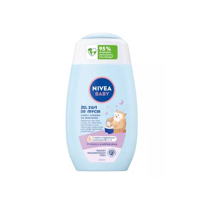 NIVEA BABY 80546 2-in-1 kūno ir plaukų prausiklis prieš miegą 200 ml