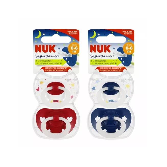 NUK 175270 SIGNATURE NIGHT silikoninis čiulptukas 0-6m