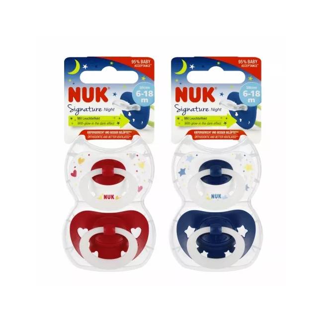 NUK 176276 SIGNATURE NIGHT čiulptukas 6-18m 2 vnt