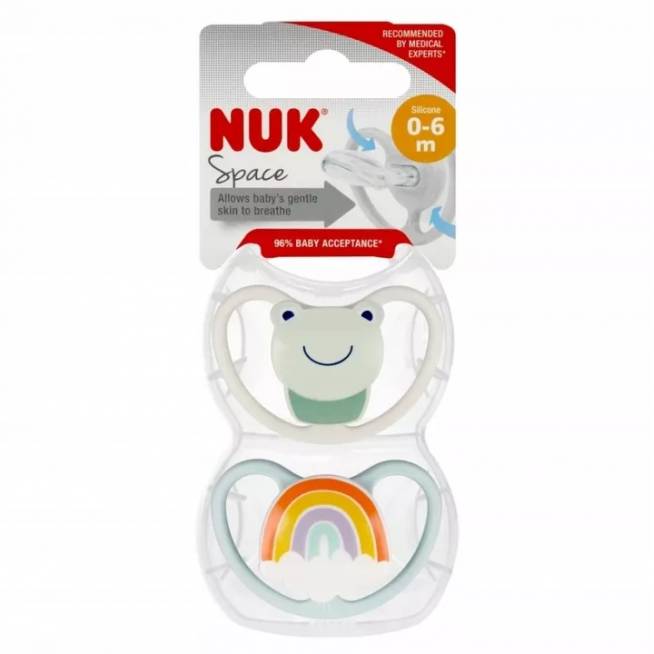 NUK 730313 Čiulptukas 0-6 m SPACE silikoninis 2 vnt