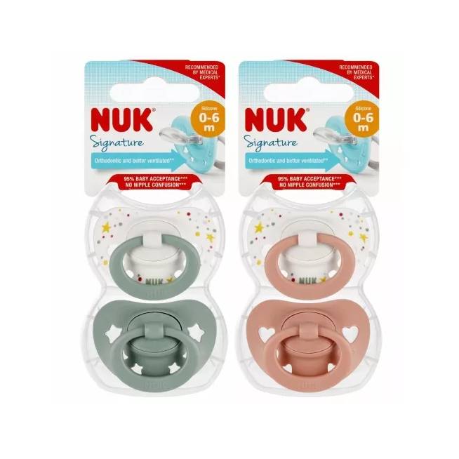 NUK 730617 SIGNATURE čiulptukas 0-6 m 2 vnt