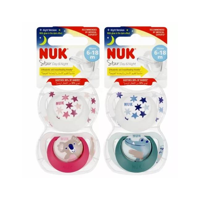 NUK 736727 STAR D&N čiulptukas 6-18m 2 vnt