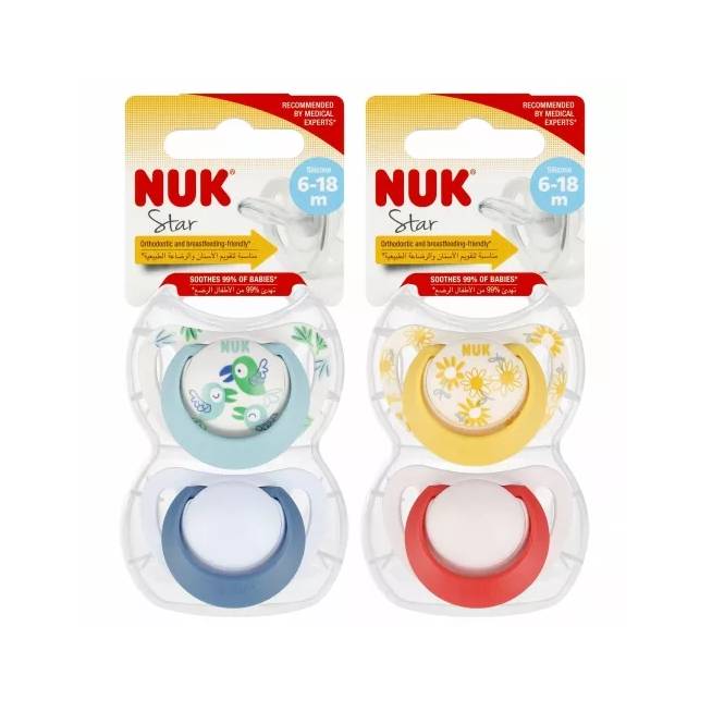 NUK 736726 STAR čiulptukas 6-18m 2 vnt