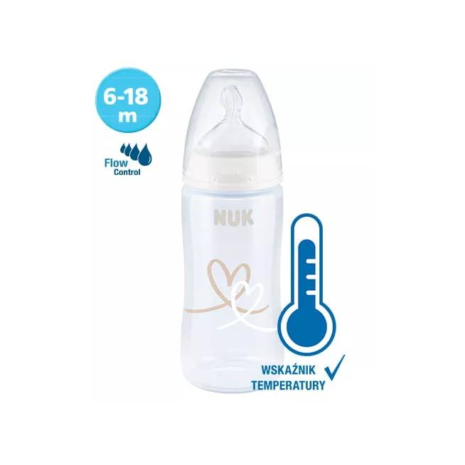 NUK 741103 FC+ 300 ml buteliukas su temperatūros indikatoriumi 6-18 m FLOW CONTROL