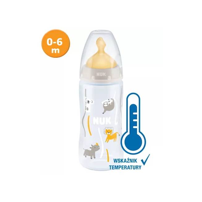 NUK 741927 FC+ PP 300 ml buteliukas su temperatūros indikatoriumi, latekso čiulptukas 0-6 mėn