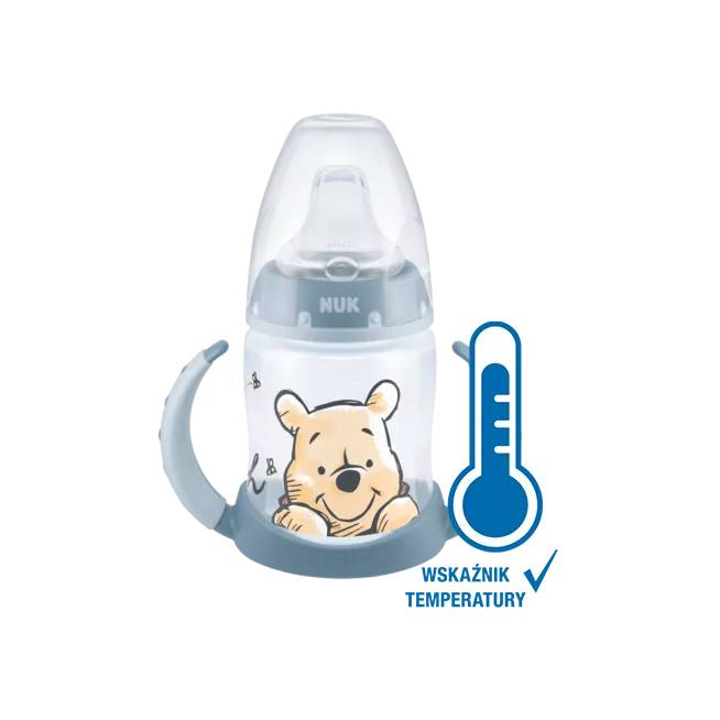 NUK 743945 FC Buteliukas 150 ml su rankenėlėmis ir temperatūros indikatoriumi DISNEY KUBUŚ silikoninis kandiklis be...