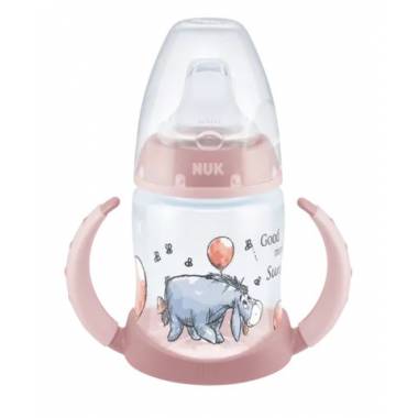 NUK 743945 FC Buteliukas 150 ml su rankenėlėmis ir temperatūros indikatoriumi DISNEY KUBUŚ silikoninis kandiklis be lašėjimo