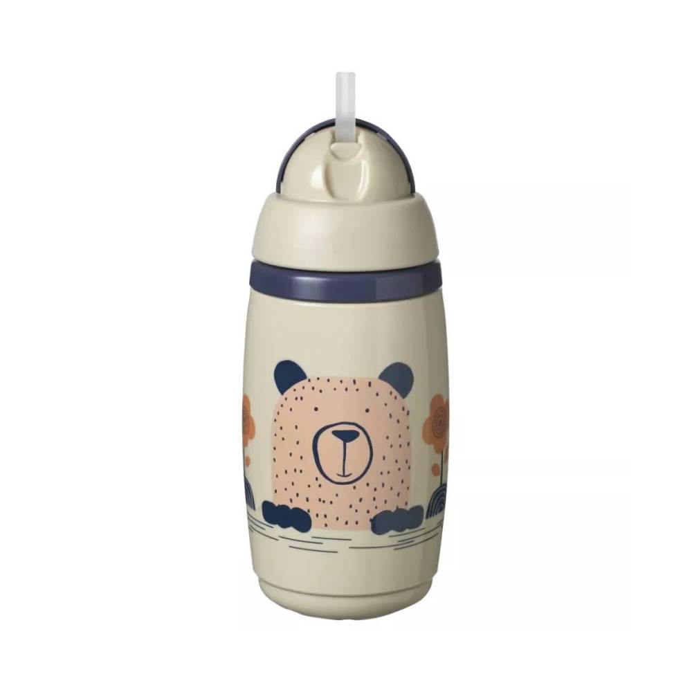 TOMMEE TIPPEE TTP447824 Superstar 266 ml butelis su šiaudeliais pilkos spalvos