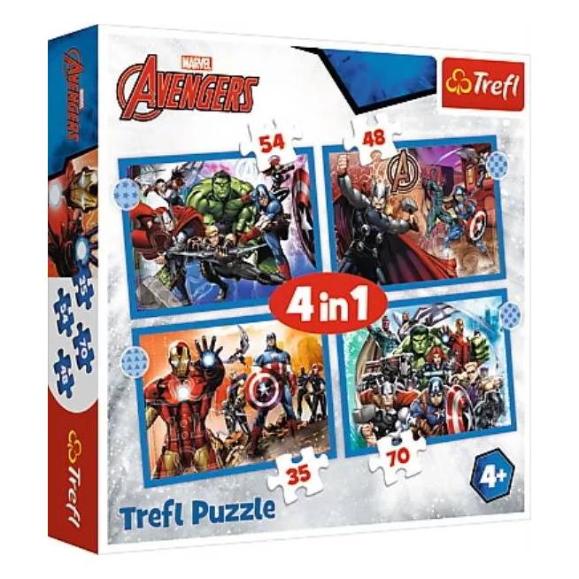 TREFL 34386 Dėlionė "Brave Avengers 4in1