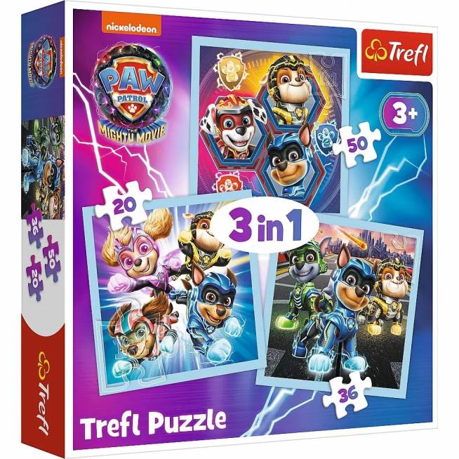 TREFL 34869 Dėlionė 3w1 Moc Mighty Pups / Paw Patrol