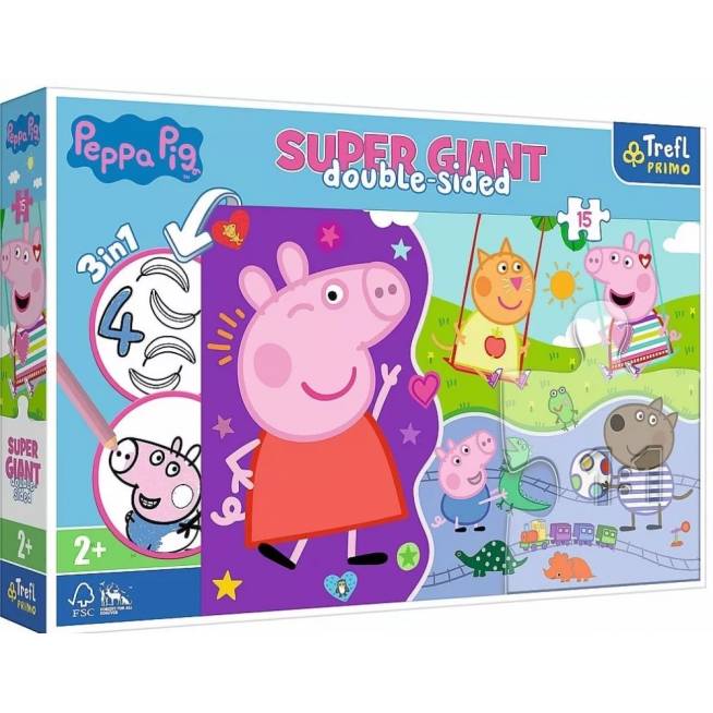 TREFL 42003 Dėlionė 15 GIANT Susipažinkite su linksmuoju Peppa Pig