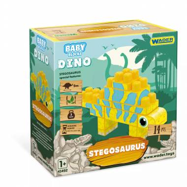 WADER 41495 Kūdikių kaladėlės Dino laikrodis stegozauras