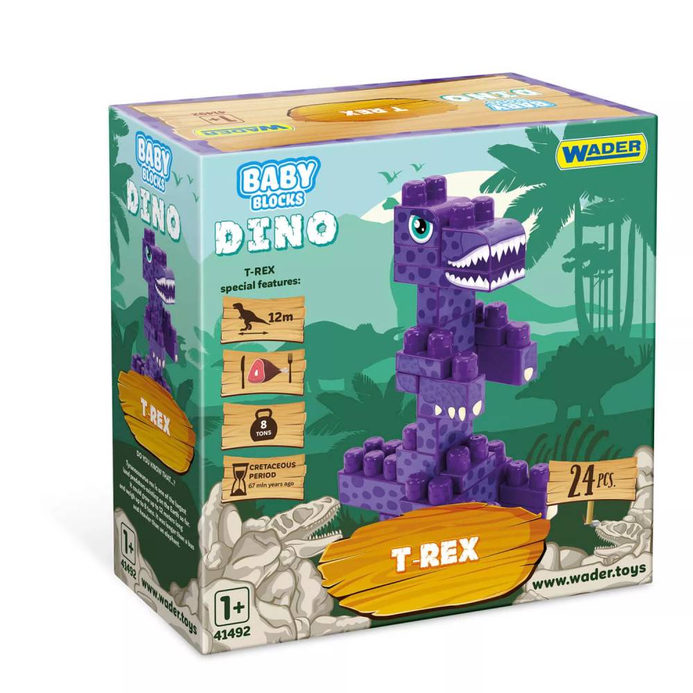 WADER 41496 Kūdikių kaladėlės Dino klocki t-rex