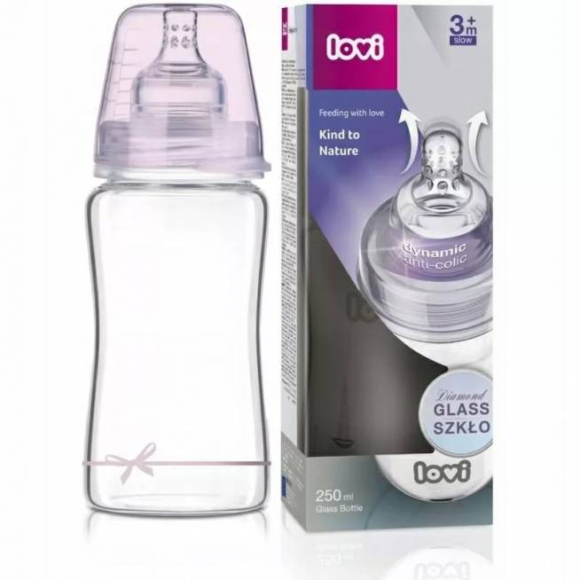 LOVI 74/204 Butelka stiklinė Diamond Glass 250 ml Kūdikių dušas mergaitė