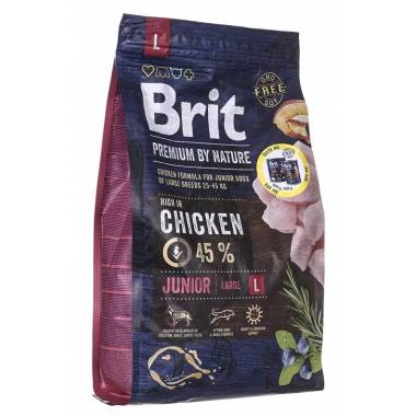 Sausas šunų maistas Brit Premium By Nature Junior Large Chicken, 3 kg