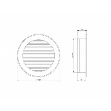 Ventiliacijos grotelės Europlast VR125P, plastikas, 125 mm