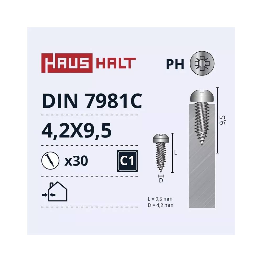 Savisriegis Haushalt DIN7981C, 4.2 mm x 9.5 mm, 30 vnt.