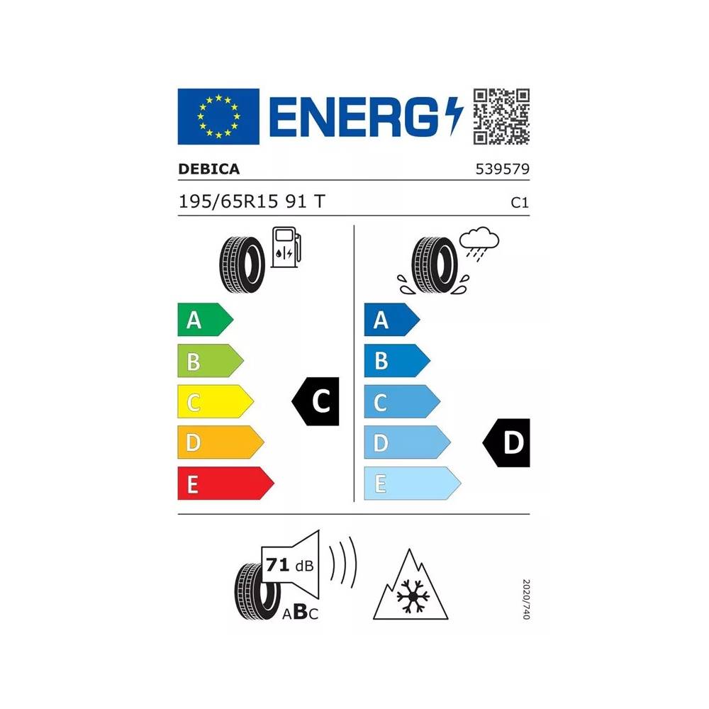 Žieminė automobilio padanga Debica Frigo 195/65/R15, 91-T-190 km/h, C, D, 71 dB