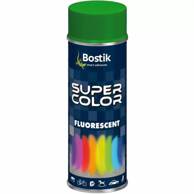 Aerozoliniai dažai Bostik Super Color Fluorescent, paprastieji, žalia, 0.4 l