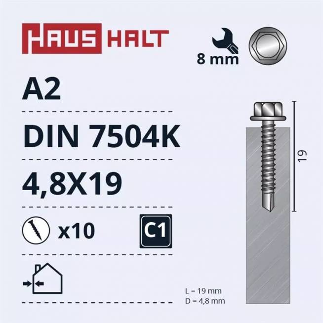 Savisriegis Haushalt, 4.8 mm x 19 mm, 10 vnt.