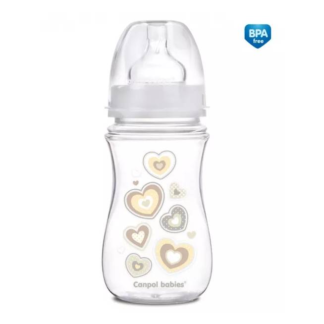 CANPOL 35/217 Easystart Newborn Baby plataus kaklelio buteliukas su antikolikine apsauga, 240 ml, smėlio spalvos,...