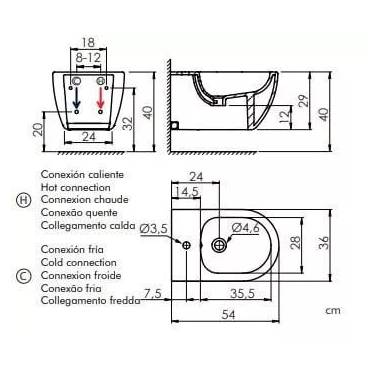 Bidė Masterjero Arc, 360 mm x 290 mm x 290 mm, balta