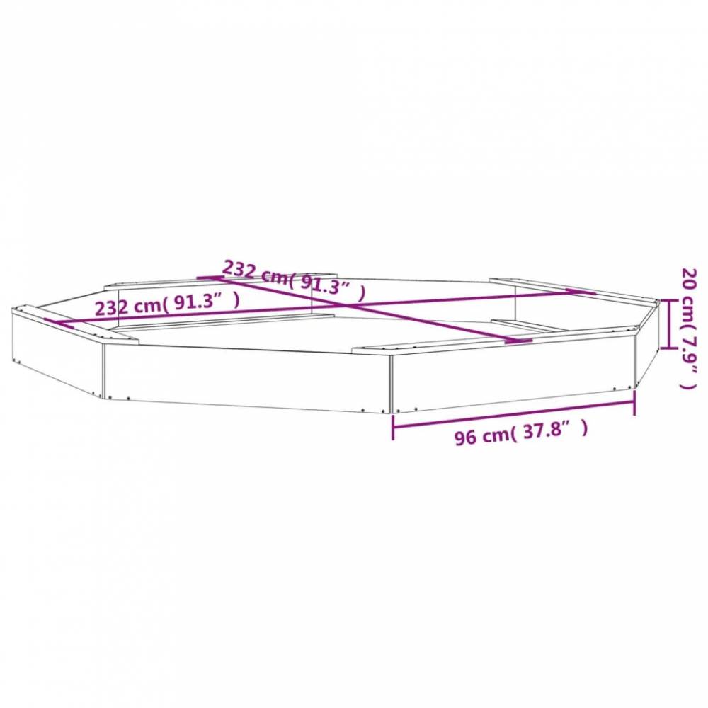 Aštuonkampė medinė smėlio dėžė su sėdynėmis