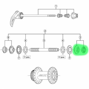 Konusas ir veržlė stebulei Shimano HB-M675 (dešinė)