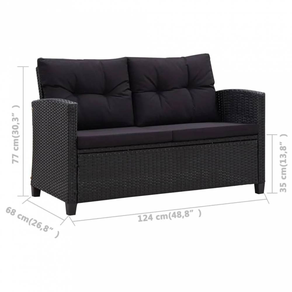 Dvivietė sodo sofa su pagalvėlėmis, 124 cm, poliratanas