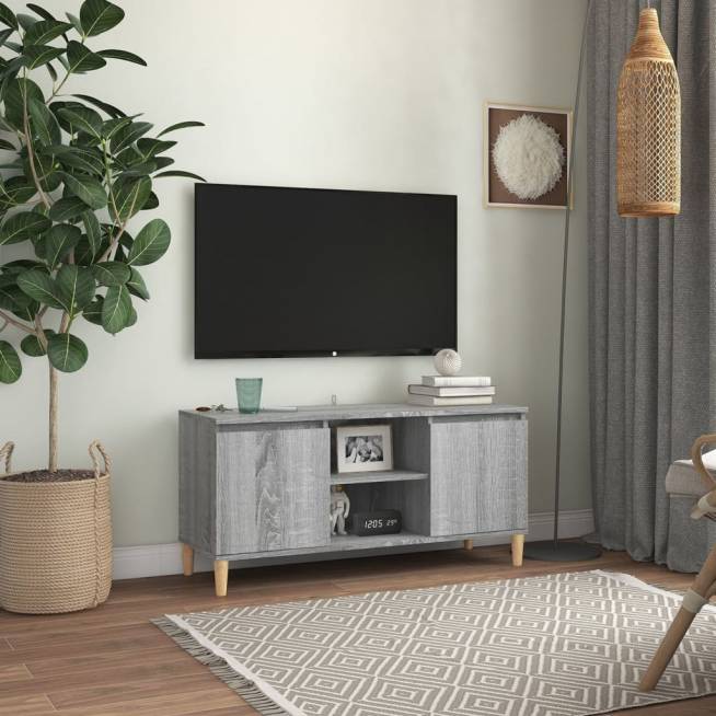 TV spintelė su medinėmis kojelėmis, mediena, 102-103,5x35x50cm