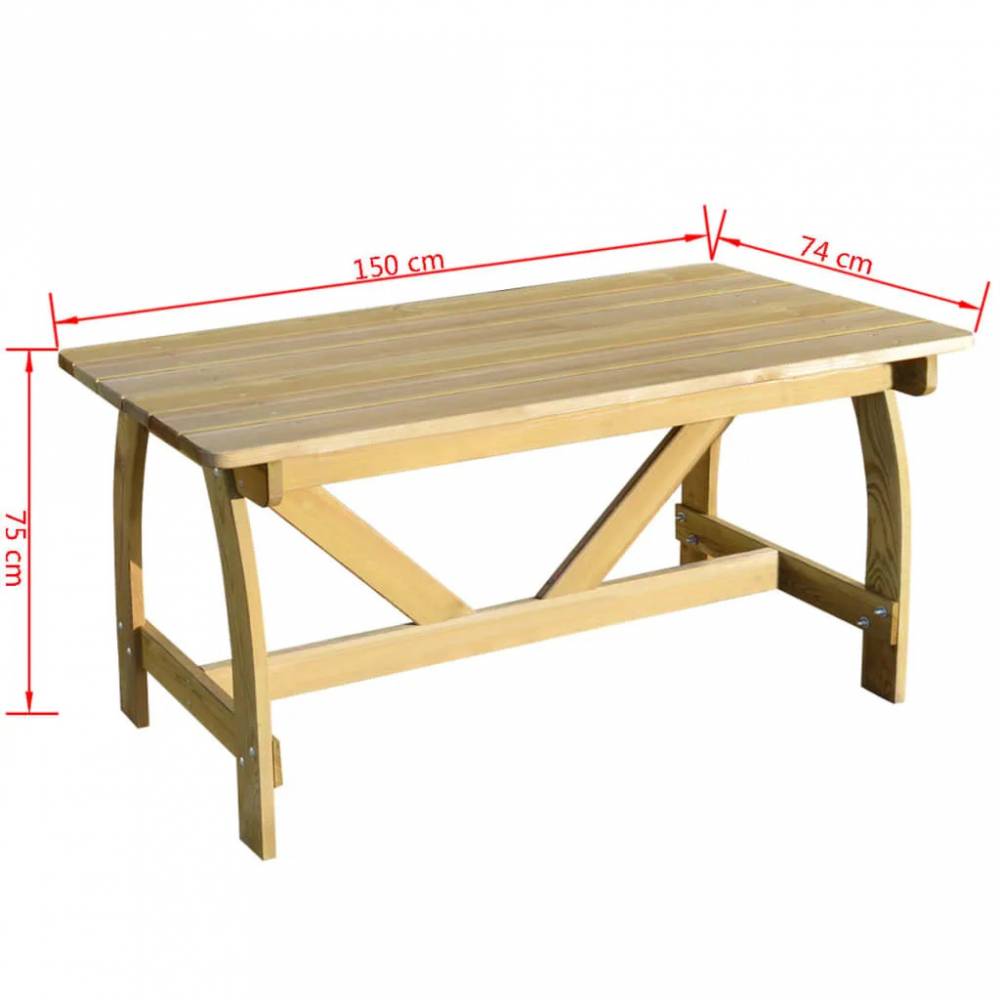 Sodo stalas, 150x74x75cm, impregnuota pušies mediena