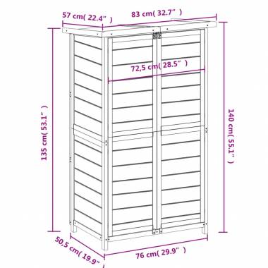 Sodo pašiūrė įrankiams, 83x57x140cm, pušies masyvas