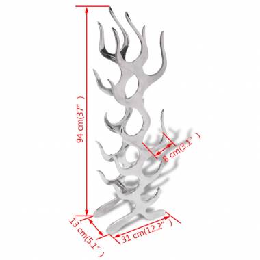 Vyno butelių stovas, liepsnos formos, sidabro sp., 9 but.