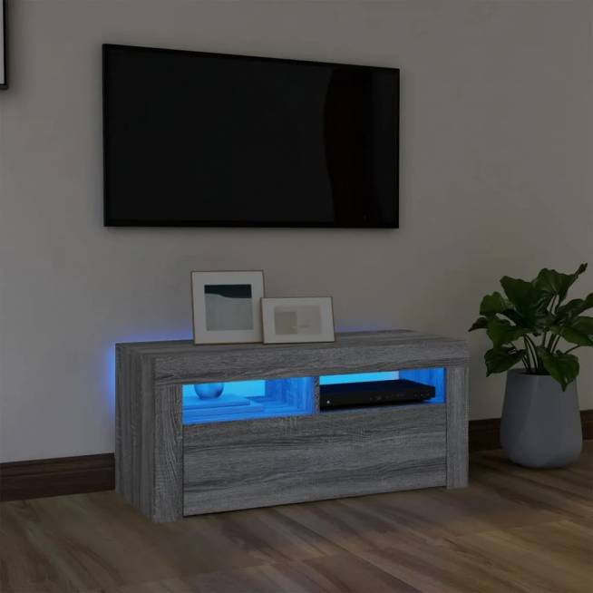 TV spintelė su LED apšvietimu, 90x35x40cm