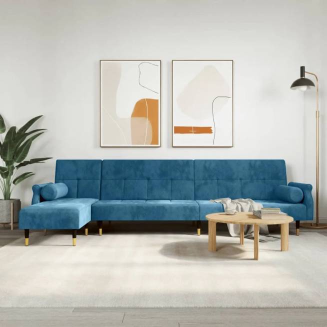 L formos sofa-lova, 271x140x70 cm, aksomas