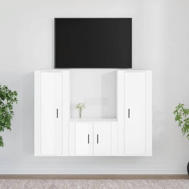 3-Piece Wooden TV Cabinet Set