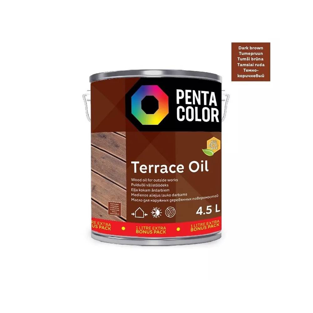 Terasų aliejus Pentacolor Terrace Oil, tamsiai ruda, 4.5 l