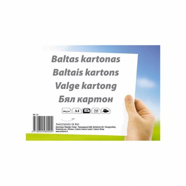 Kartonas SMLT BK-10, A4, 300 g/m², 29.7 cm x 21 cm