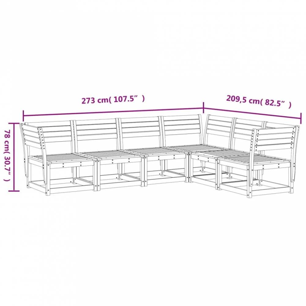 Sodo sofos komplektas, 6 dalių, medienos masyvas