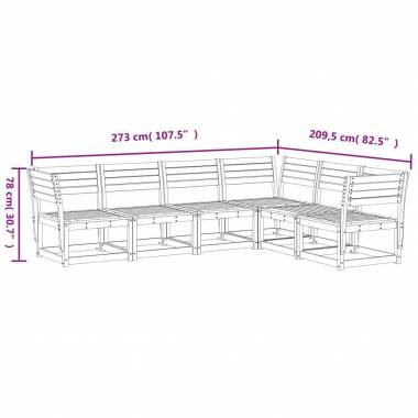 Sodo sofos komplektas, 6 dalių, medienos masyvas