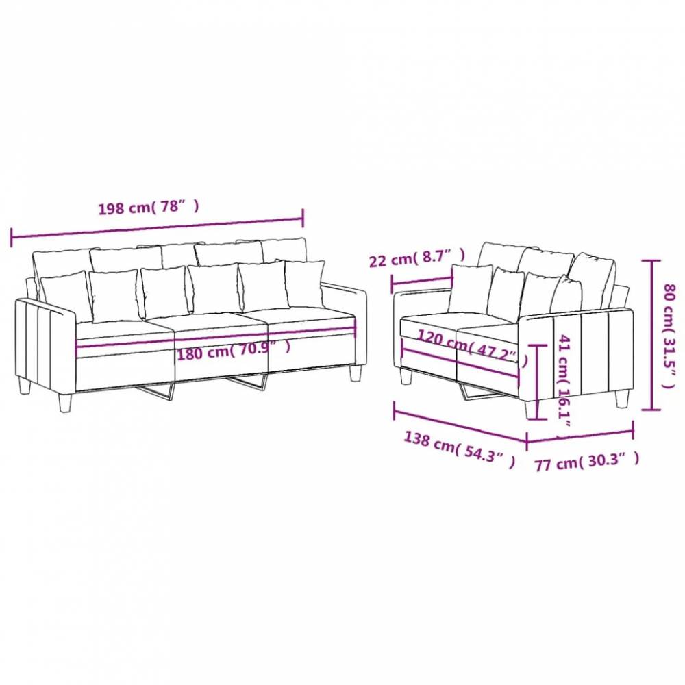 Sofos komplektas su pagalvėlėmis, 2-3 dalių, audinys, įvairios spalvos