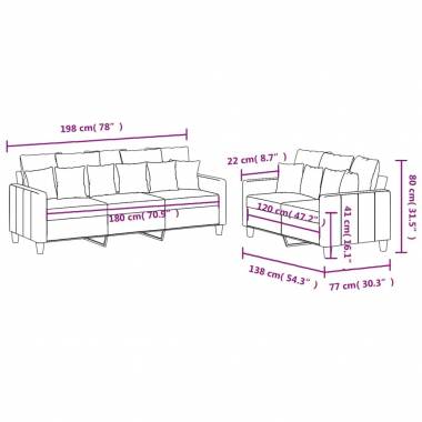 Sofos komplektas su pagalvėlėmis, 2-3 dalių, audinys, įvairios spalvos
