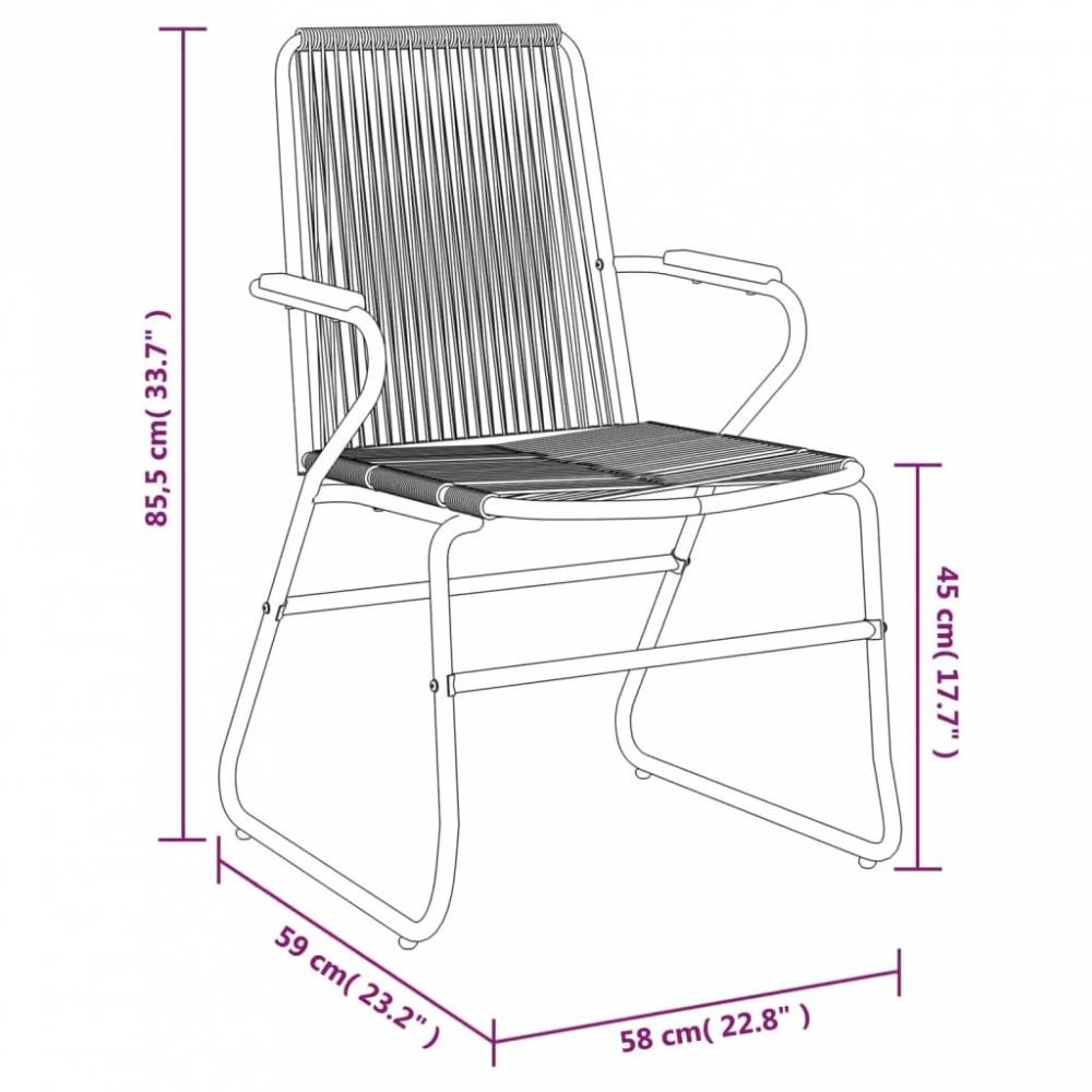 Sodo kėdės, 2vnt., juodos spalvos, 58x59x85,5cm, PVC ratanas