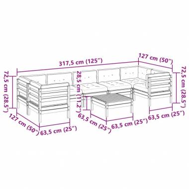 Sodo sofos komplektas su pagalvėlėmis, 8 dalių