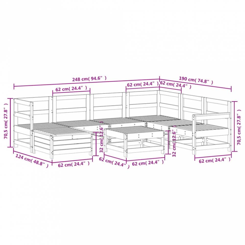 Sodo sofos komplektas, 8 dalių medienos