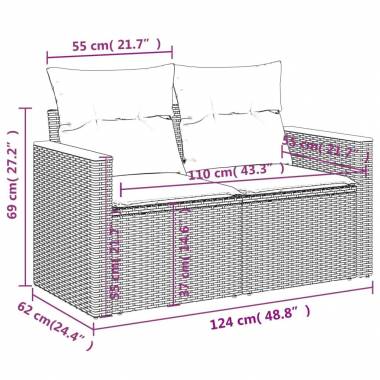 Poliratano sodo sofa komplektas su pagalvėlėmis